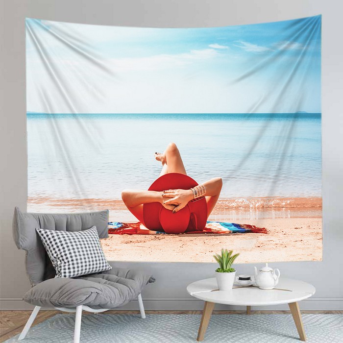 挂毯Bella-Parete-Arazzo-Psichedelico-Tappeto-Beach-View-Pareti-di-Stoffa-Arazzi-Letto-Copriletto-Vacanza-Paesaggio-Della