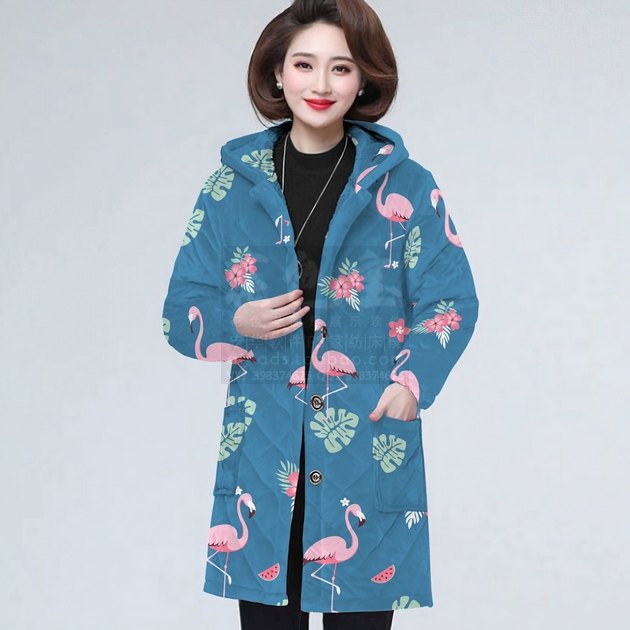 花色宝睡衣家居服模拟效果图女士棉服PSD模版 居家服设计花型展示