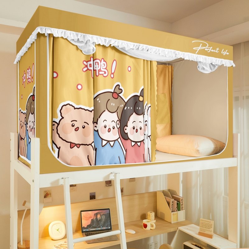 学校蚊帐PSD模板 宿舍遮挡帘子样机AI出图花边蚊帐模板多角度组合